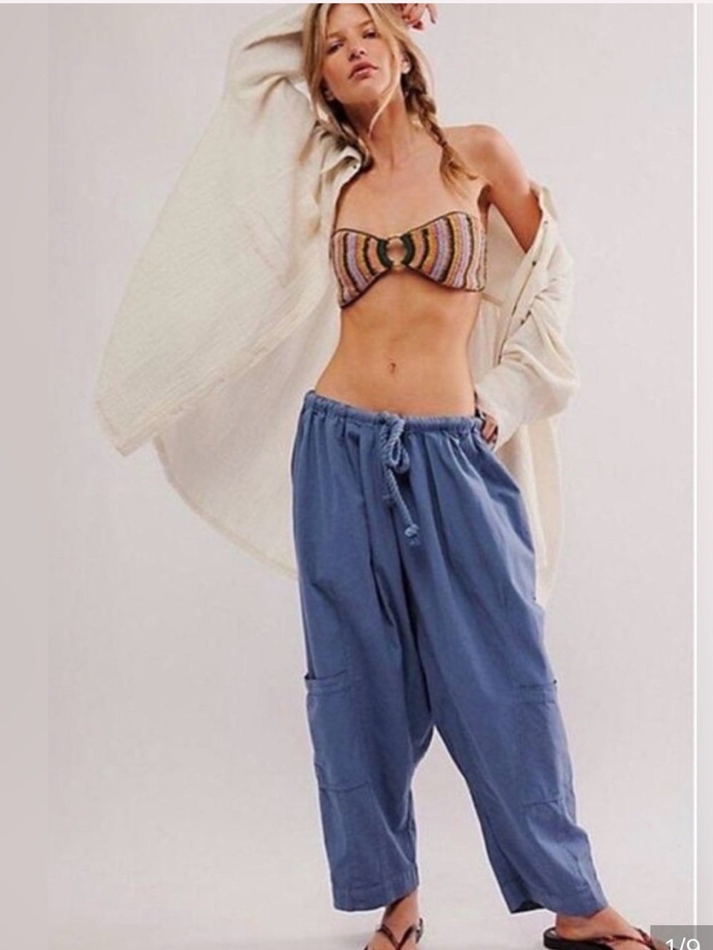 Free People Kahlani harem pull on oversized cotton pants S